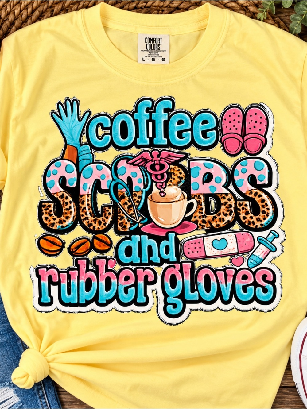 Comfort Colors Yellow Kids Tee with Colorful Medical Graphic